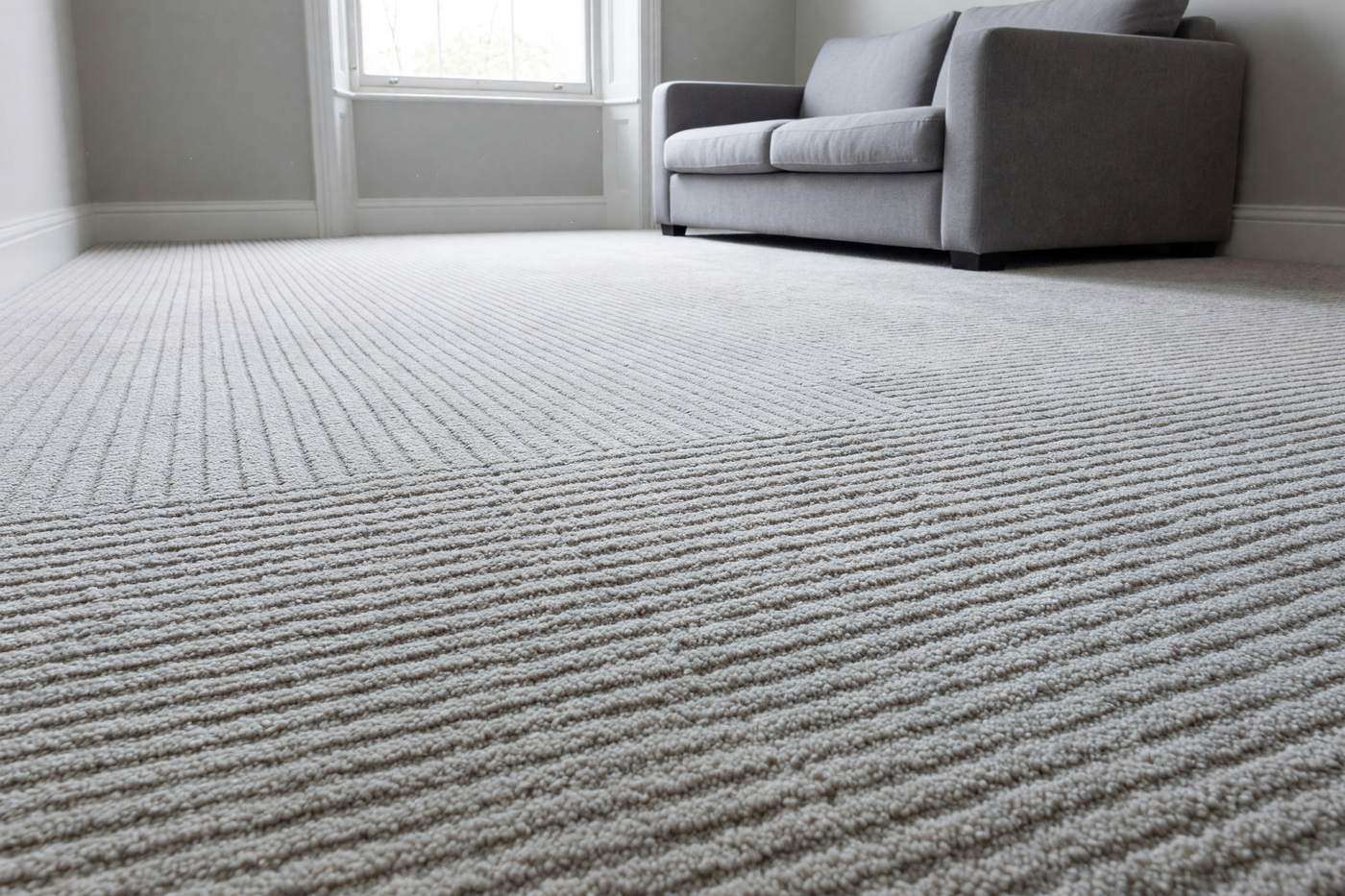 The same carpet after cleaning, even in colour with fresh pile lines